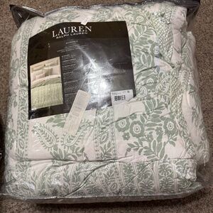 LAUREN RALPH LAUREN Wakefield 3 Piece Comforter Set King Celadon Paisley $500